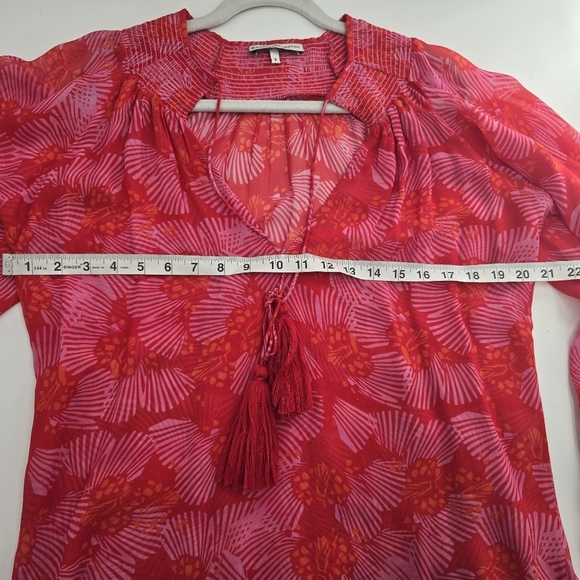Karina Grimaldi Blouse Silk Chiffon Pink Orange Boho Long Sleeve small - Picture 8 of 9